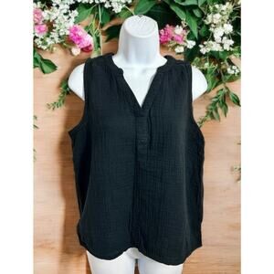 Sonoma Black Gauze Femme V-Neck Tank Top Sz M Shirt Blouse